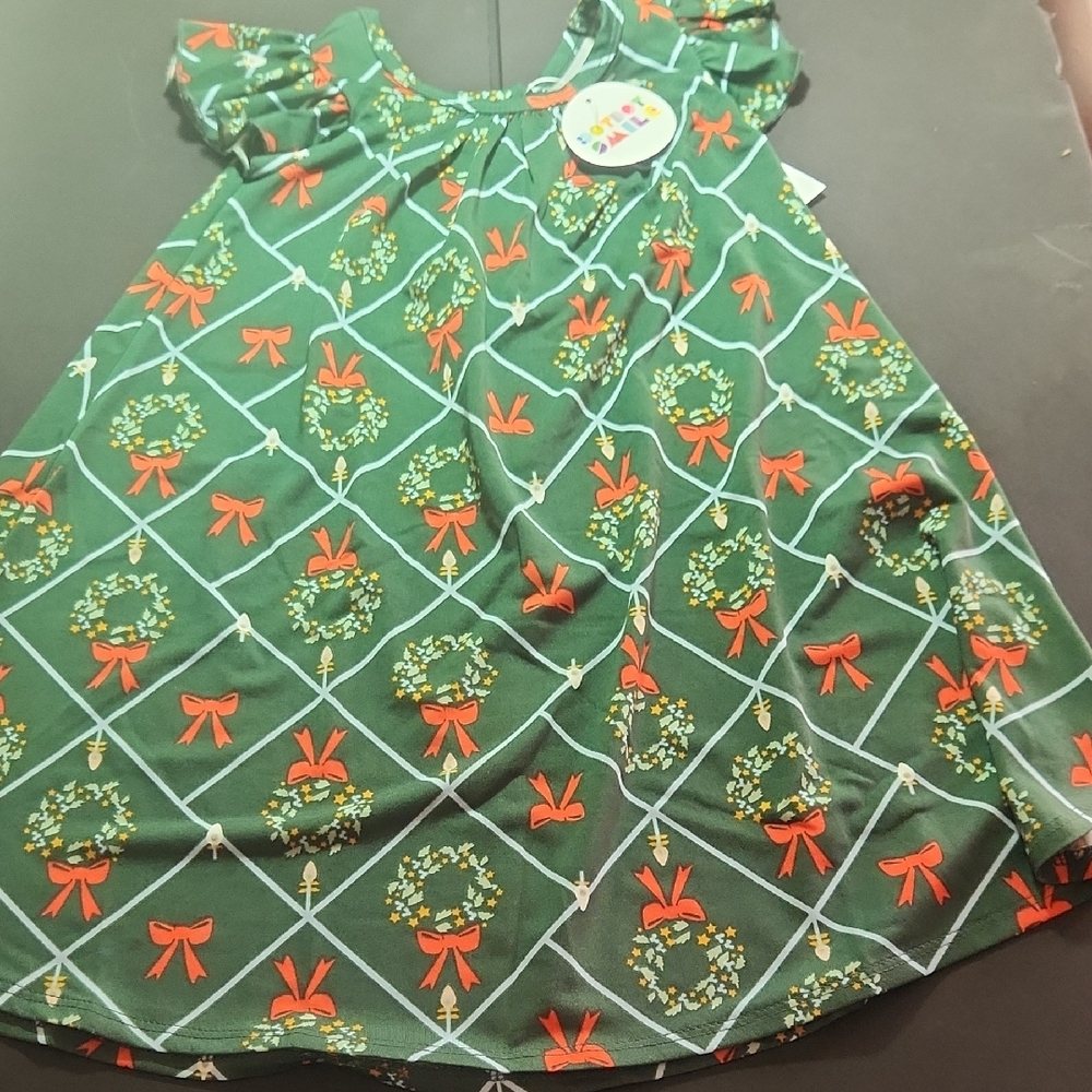 Dot Dot Smile Green and Red Wreath Dress